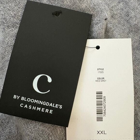 C by Bloomingdale’s Cashmere Pullover Cashmere Hoodie Gray XXL - Picture 2 of 6
